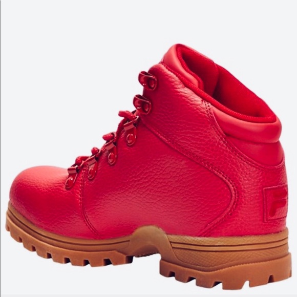 NWT New Boys Red Work Boots Shoes Size 4 6 Fila - Picture 2 of 2